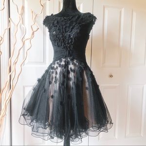 Tony Bowls TS11469 Floral Appliqué Cocktail Dress